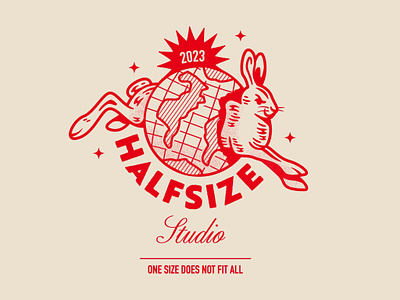 Halfsize Studio 2023 branding bunny design doodle drawing earth graphic design illustration logo rabbit texture type typography vector world