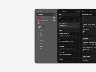 Email Client - UI Exploration client conversation desktop email email client email design inbox macapp macos mail mail client messaging minimal ui ui design user experience user interface ux web design webmail