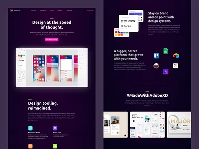 Adobe XD Product landing page adobe design landing madewithadobexd promo site ui ux web xd