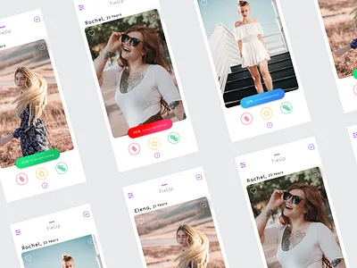 Dating App Design clean design clean ui date app home screen dateapp dateui dating app landing page datingappdesign home screen app landing screen like app like design loveapp main page design mainpage minimal app design swipepage design