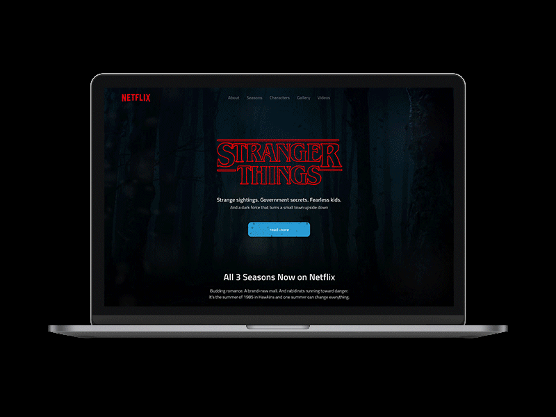 Landing Page I Daily UI #003 concept daily ui dark ui desktop homepage landing landing page stranger things ui ui design userinterface ux ux ui ux design web webdesign website website design