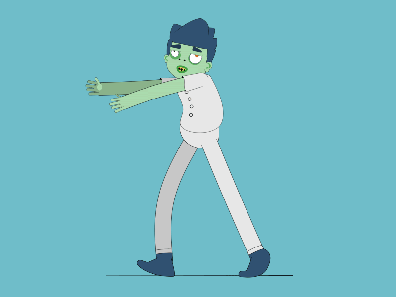Zombie Walk Cycle 2d after effects animation brains cartoon character characterdesign design duik funny gif illustration loop motion motion design motion graphics rubberhose vector walk cycle zombie