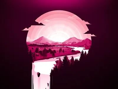 Field of Dreams field forest glade horizon illustration landscape miracles mountain nature negative proart prokopenko river trend water waterfall