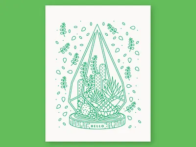 Succulent Terrarium cactus geometric green linework monoline pattern plant plants succulent succulents surface terrarium vector