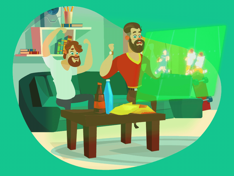 Sports fan room after effect animated gif animation football illustration illustrator sport sports fan