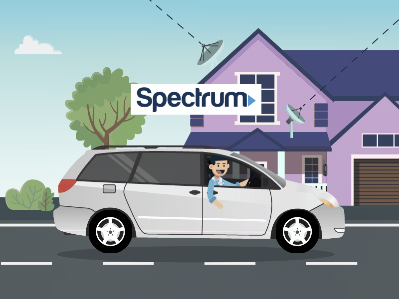 Spectrum animation animation 2d character character animation characterdesign connect connected connection design flat house internet motion rock service spectrum toyota