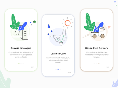 Walkthrough - Plant App app care catalogue delivery illustration intro screen plant app ui ux walkthrough