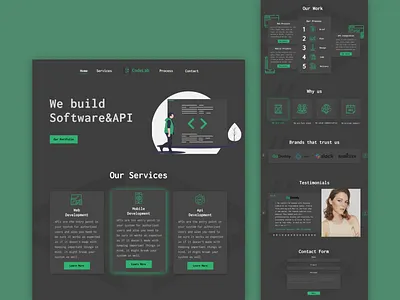Programming agency Landing page agency website api branding coding design green illustration landing landing page programming software software development typography ui user interface ux web web banner web design website