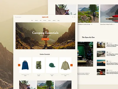 Open-Air apparel clothing ecommerce editorial editorial design outdoor outdoors shop shopify theme ui web