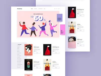 Bookshop website FREE mockup book bookshop challenge clean concept design ecommerce figma free illustration mockup shop ui uplabs ux web website