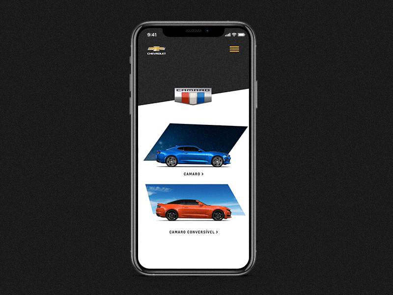 Test for Chevrolet Camaro adobe xd animation animation xd camaro chevrolet chevy gmc ui ux xd xd animation xd design