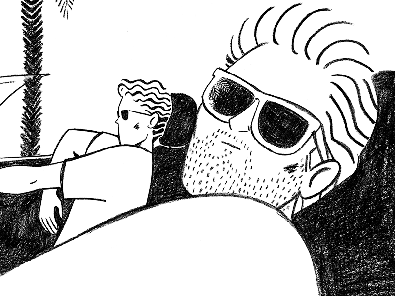 Palm Trees Avenue animated gif animation animation 2d black and white crayon illustration pencil photoshop road