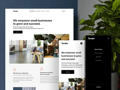 Tender clean design mobile photography responsive site ui ux web