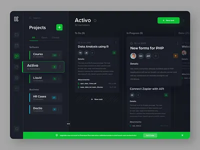 Kaoo - Dashboard board calendar dashboard dashboard ui data design interface product design project sdh task ui ux