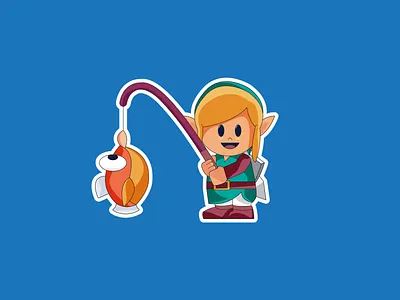 Fishing Link 2d design fishing flat hyrule illustration link links awakening sticker sticker design triforce vector zelda