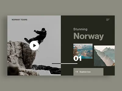 Norway Tours - Landing Page adobe xd design flat landing page minimal minimalism mountains nature norway skateboarding typography ui ux web design
