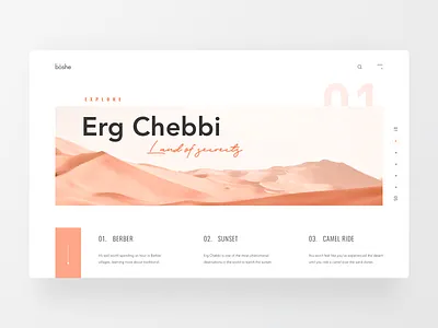 Explore Erg Chebbi Website Header adventure clean design explore header homepage minimal orange sand tour travel travelling ui ui ux web web design website