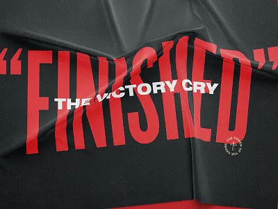 FINISHED banner black christ cloth cross cry easter flag getty hymn jesus merch minsitry modern music power tapestry victory worship wrinkle