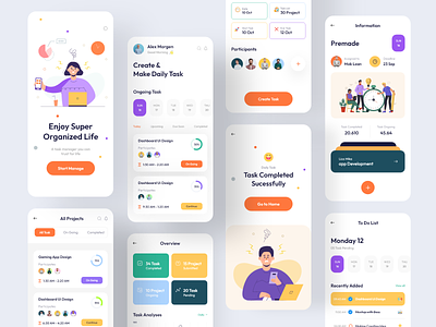 Task and Project Management Mobile App animation app dashboard dotpixel agency management mobile app design motion graphics notion organize planner product design productivity project management saas task management team management to do tracking user interface work list