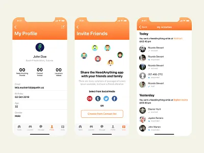 NeedAnything IOS App Screens app design ios mobile apps mobile ui shot sketch ui ux visual design