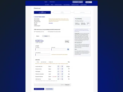 Check Out Flow - Hotel booking booking system checkout error message hospitality hotel hotel website interface design my account online booking process flow reservation room booking transactions ui design ux design