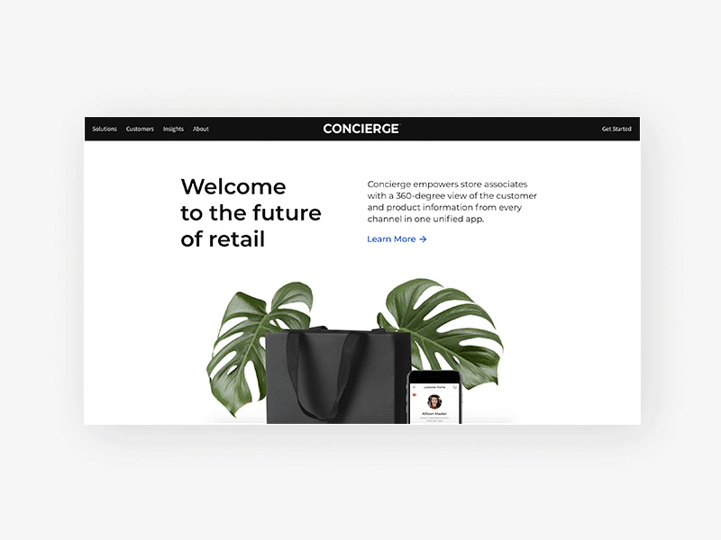 Concierge Web Concept black and white clean concierge design footer landing page long page minimal screen design typography ui design webdesign website