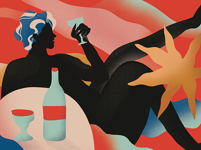 Lazy sunday 01 character design illustration sun sunday wine wine bottle