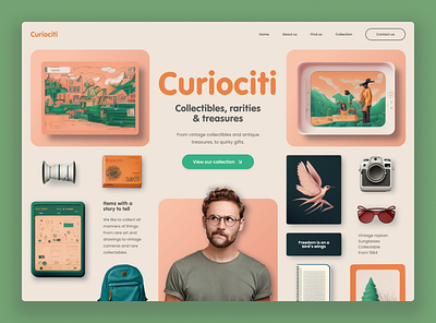 Curiociti - Collectables Landing Page collectables design items landing page rares shop treasures ui uiux ux web design website