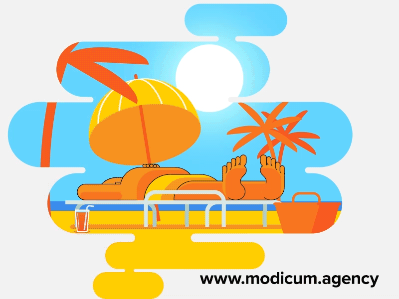 Summer vacaation 2d beach character crab design fun palmtree sleep summer vacation