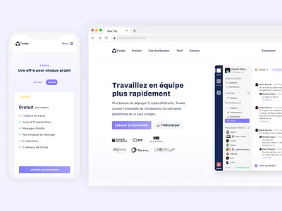 Twake Landing page - Pricing page drive kanban landing page landing page design mobile app pricing pricing page pricing plan product responsive design slack trello