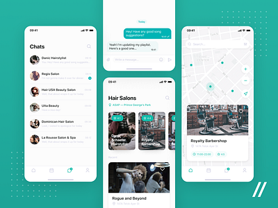 Appointments Scheduling App Design app appointment chat design figma hair ios location map mobile product purrweb salon schedule ui ux