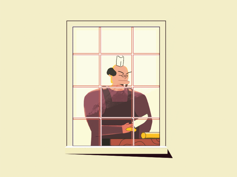 Chop chop cell animation chef chop cut dog frame by frame gif glasses knife light man old old man smear window