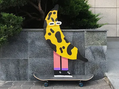 Banana Man cardboard character character design craft fireart studio illustration skateboard