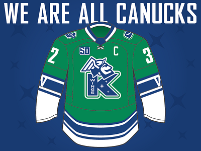 Kalamazoo Wings Affiliate Night 2019 - Uniform blue canada canucks comets contest echl green helmet hermes hockey jersey kalamazoo michigan sports sports design stars vancouver wings