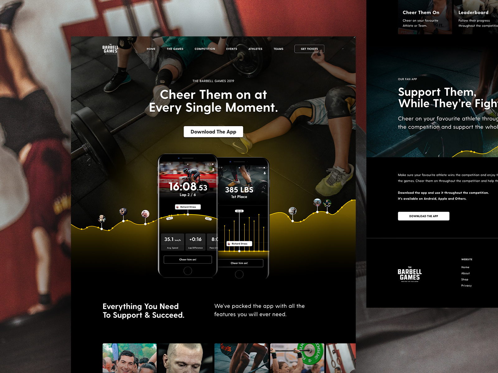 Example of Barbell Games App Landing Page