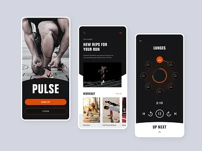 Workout app app dailyui design mobile app mobile ui pulse sport sports ui user experience user interface ux workout