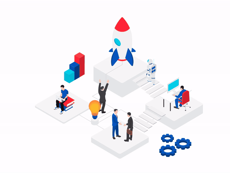 Startup Isometric Illustration 3d charachters illustration isometric light people ppt template startup vector