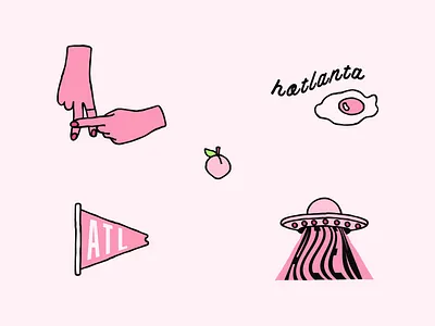 Atlanta Illustrations 🛸 alien atlanta atlien flag hands icon illustration line illustration peace peachy