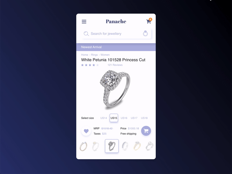 Jewellery Ecommerce | Application Design adobe xd animation app application brand design design ecommerce ecommerce design gradient interface jewellery microinteraction prototype shopping transition ui ux video visual woman