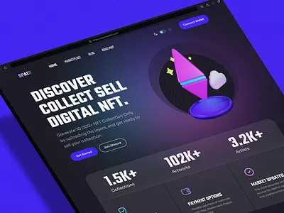 Space Web 3.0 - Landing Page Design crypto crypto wallet defi giomak igo marketplace modern web nft nftprojects ui uidesign ux uxdesign web3 webdesign