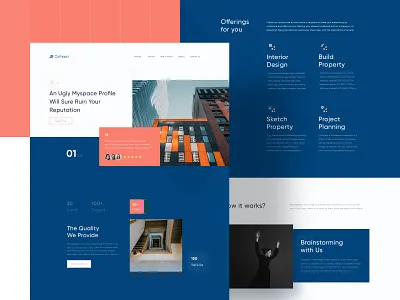 Collepsi - Property Landing Page Concept clean concept dark design elegance fresh landing page luxury orange property sketch ui ux website