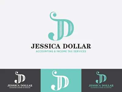 Jessica Dollar Logo 1 accounting branding concept d dollar j jd logo logo design branding logodesign money monogram tax