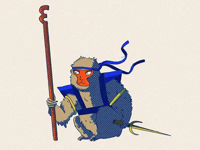Monkey.png design illustration monkey warrior