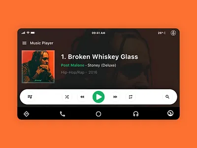 Daily UI Challenge 034 - Car Interface adobexd android android auto app car ui challenge clean concept creative dailyui design dribbble minimal music player song spotify ui ux web