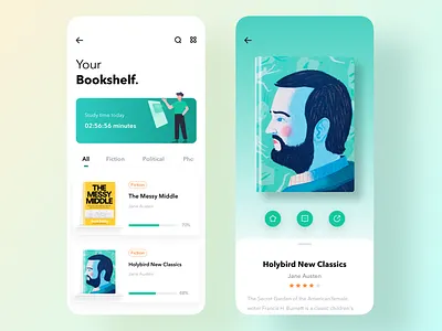 Mobile book app book card dimest flame reading ui ux