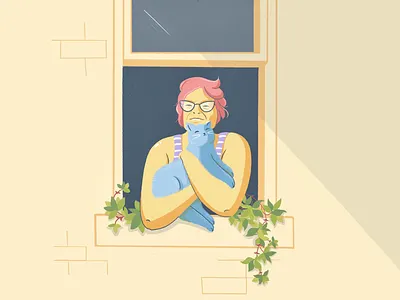 Cat (relationship) status: Complicated cat cat woman design graphic illustration pastels people pet pet love summer woman