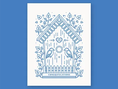 Lovebirds bird bird house bird illustration birdhouse card congratulations geometric greeting card heart home lovebirds monoline sparrow vector vine vines
