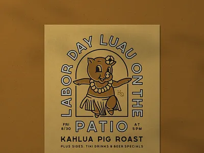 Pig Roast Poster branding design hawaii hawaiian illustration luau pig poster typography vintage