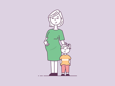 Cute Fam child daughter design family icon illustration illustrator mother people pregnant vector woman