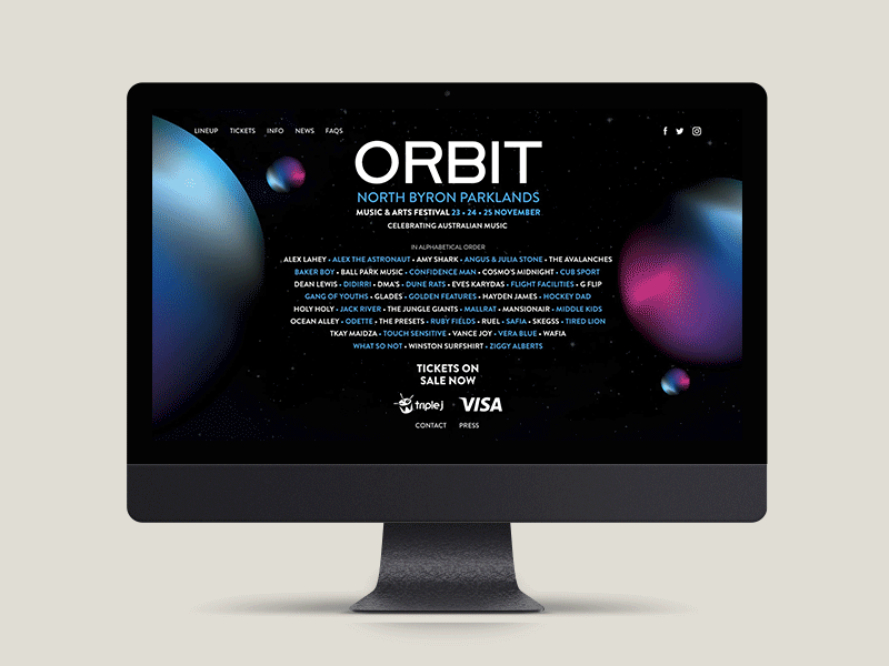 Orbit Home Page - Loading adobe xd blue branding circle colour dailyui design festival festival website festivals gradient home page illustrator light music music festival pink red uidesign